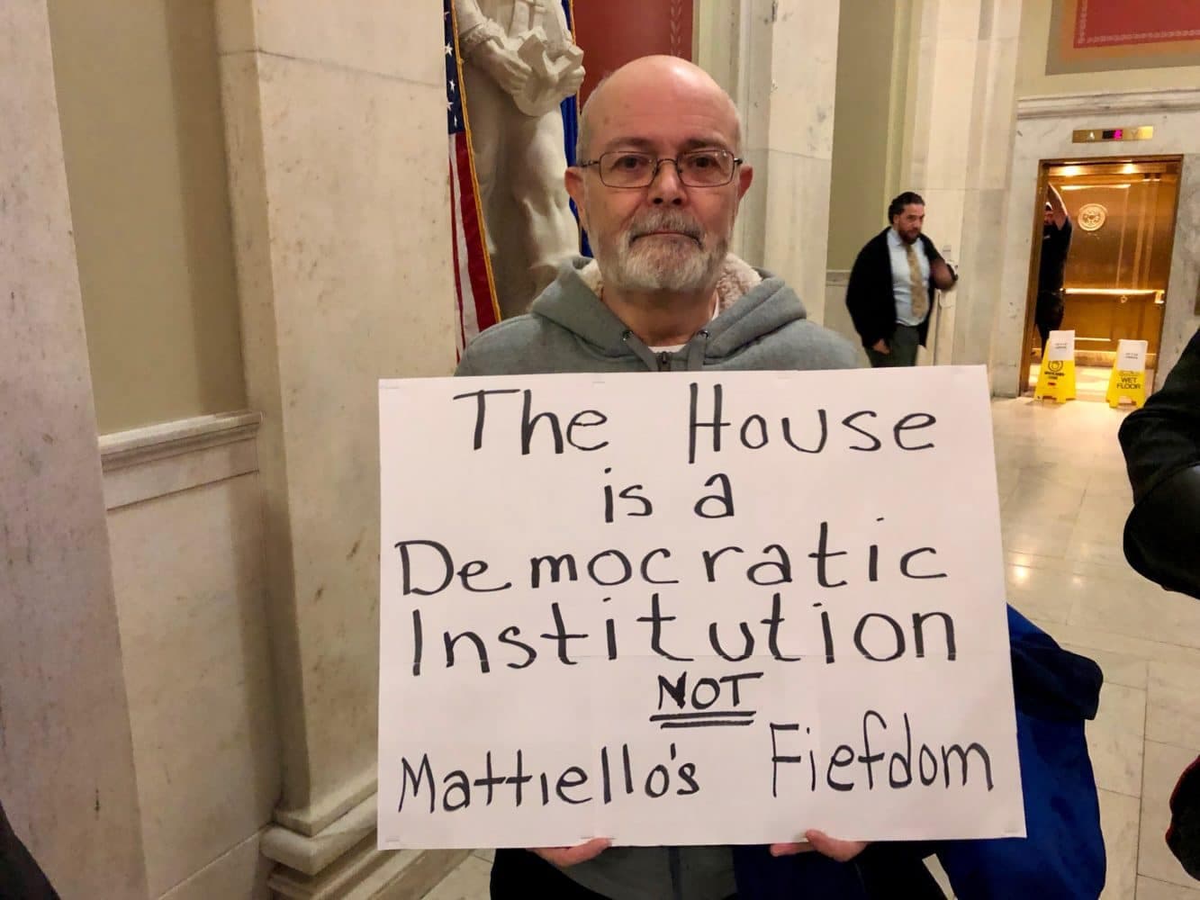 Protesters rock the House during Mattiello's ascendancy to Speaker