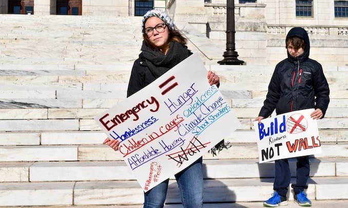 Rhode Islanders protest Trump's fake border wall emergency