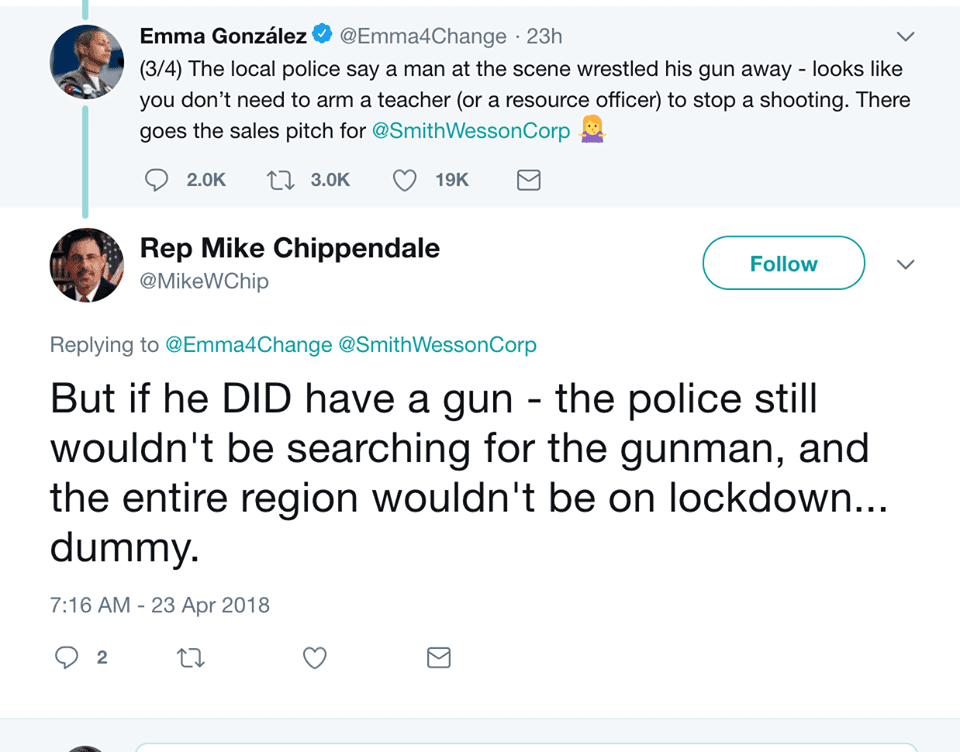Rhode Island Rep Mike Chippendale calls Parkland shooting survivor a 'dummy'