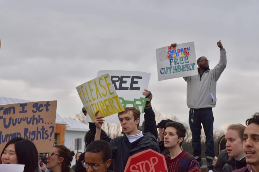 Protest in Plymouth for Cuthbert Bonnie, father taken by ICE