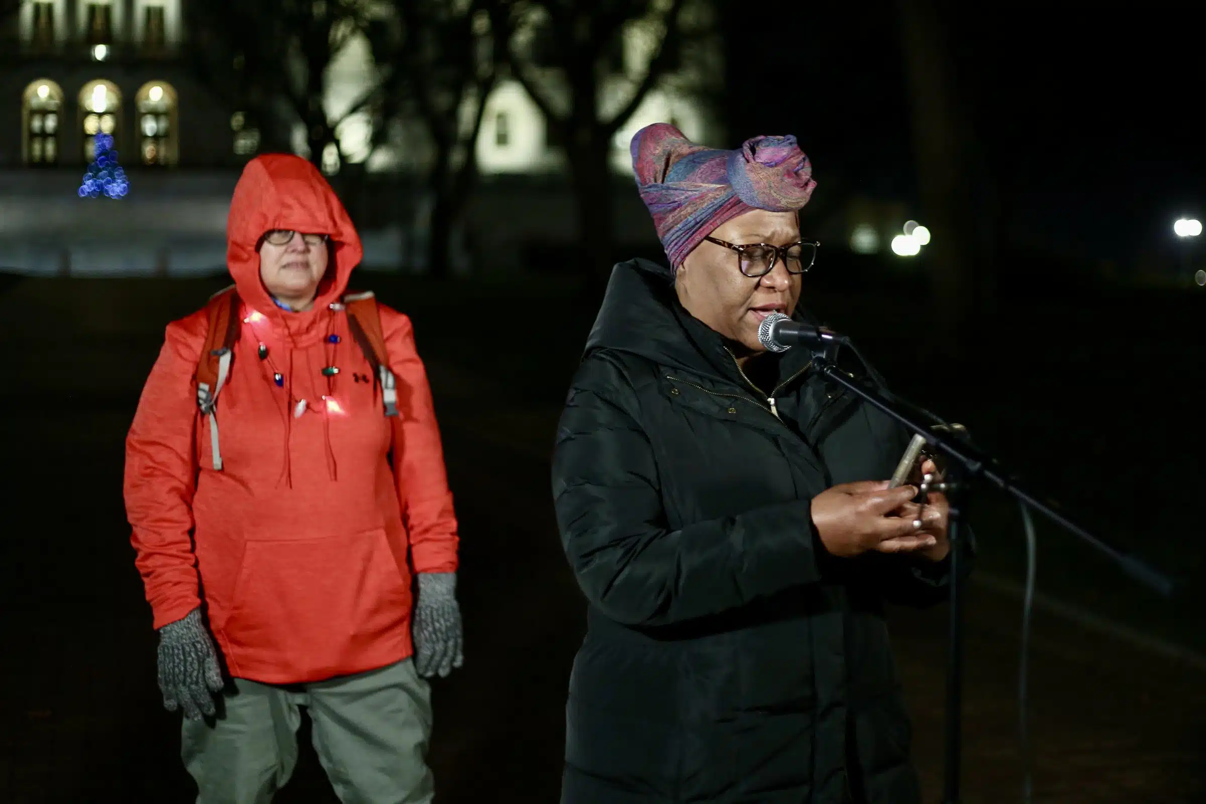 Terri Wright of DARE (Direct Action for Rights and Equality) speaking at a rally against homelessness on the south lawn of the Rhode Island State House.