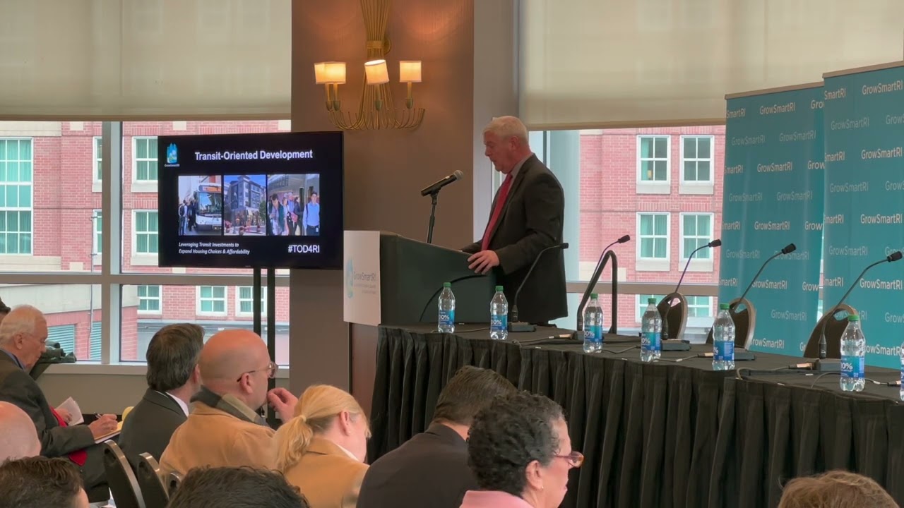 Scott Avidisian speaking at GrowSmart RI's  Transit-Oriented Development forum