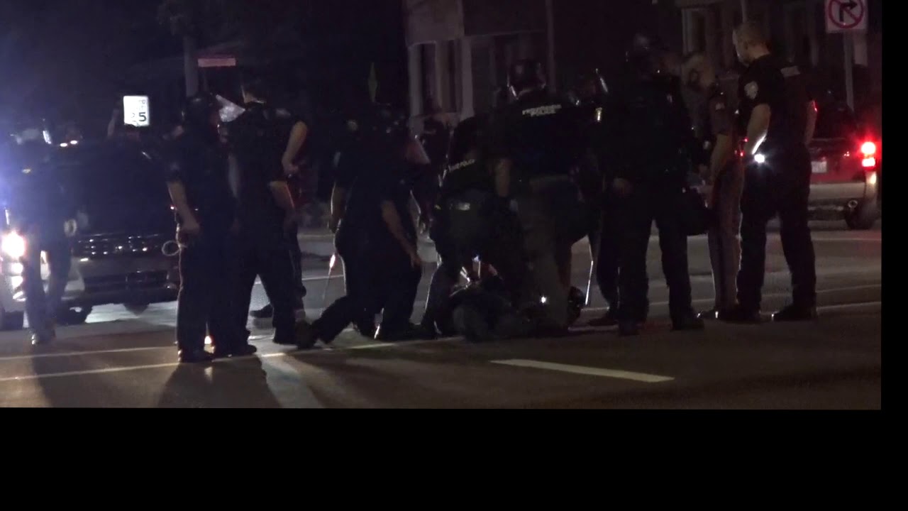 Police confront protesters at PVD-Cranston border 06