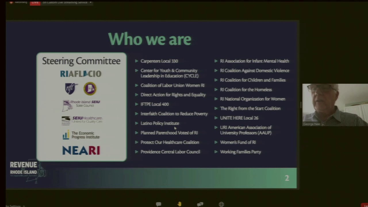 RI AFL-CIO President George Nee Notes the Working Class Pays More in Taxes than Rich Rhode Islanders