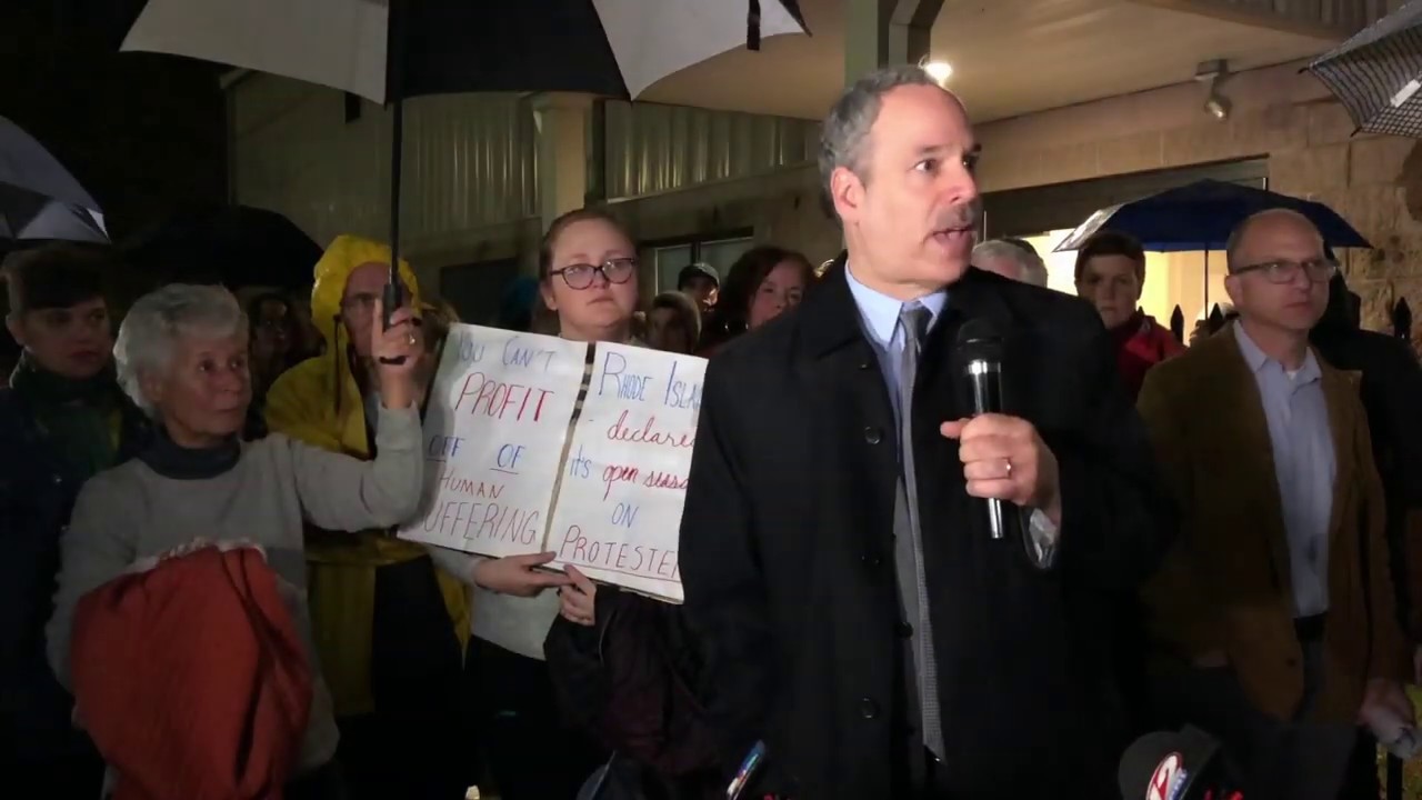 Steven Brown, Executive Director of the Rhode Island ACLU, Speaks Outside of the Wyatt Board Meeting