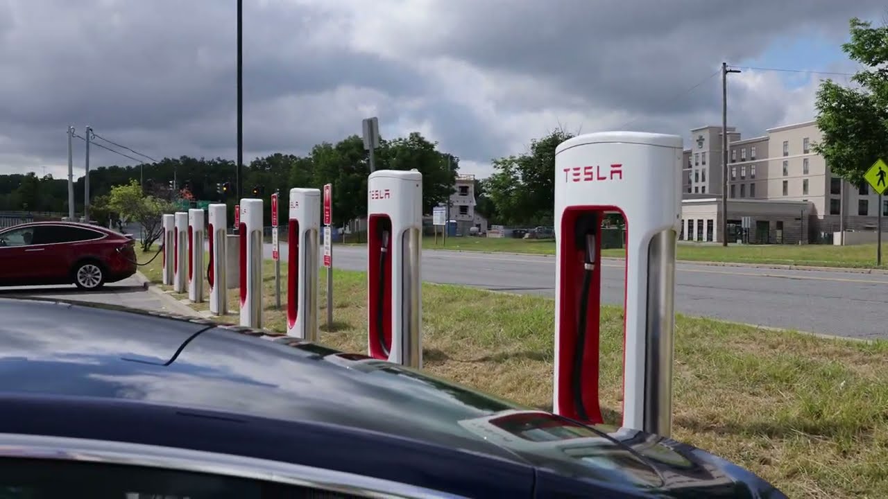 Tesla Supercharger at Cross Gates Mall in Guilderland, NY - 8K