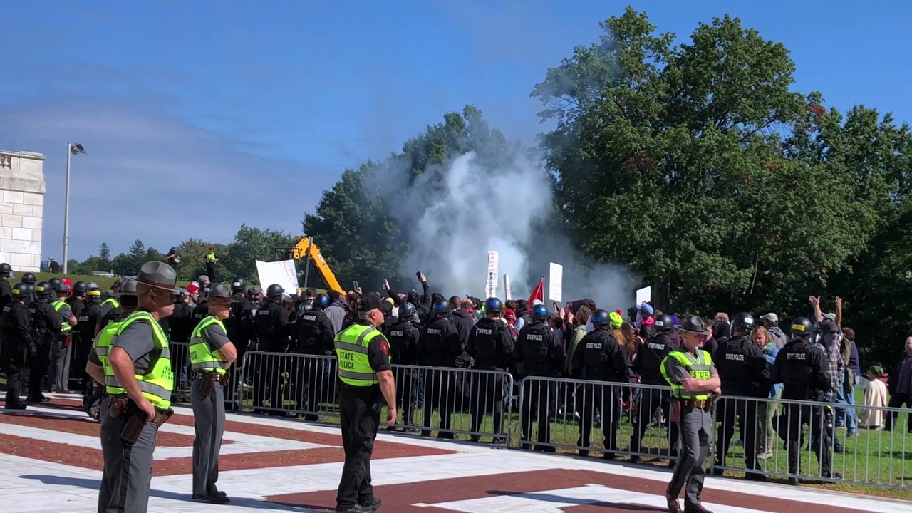 Militarized Police Presence Threatens and Then Breaks Up Fascism Rally at State House in Providence
