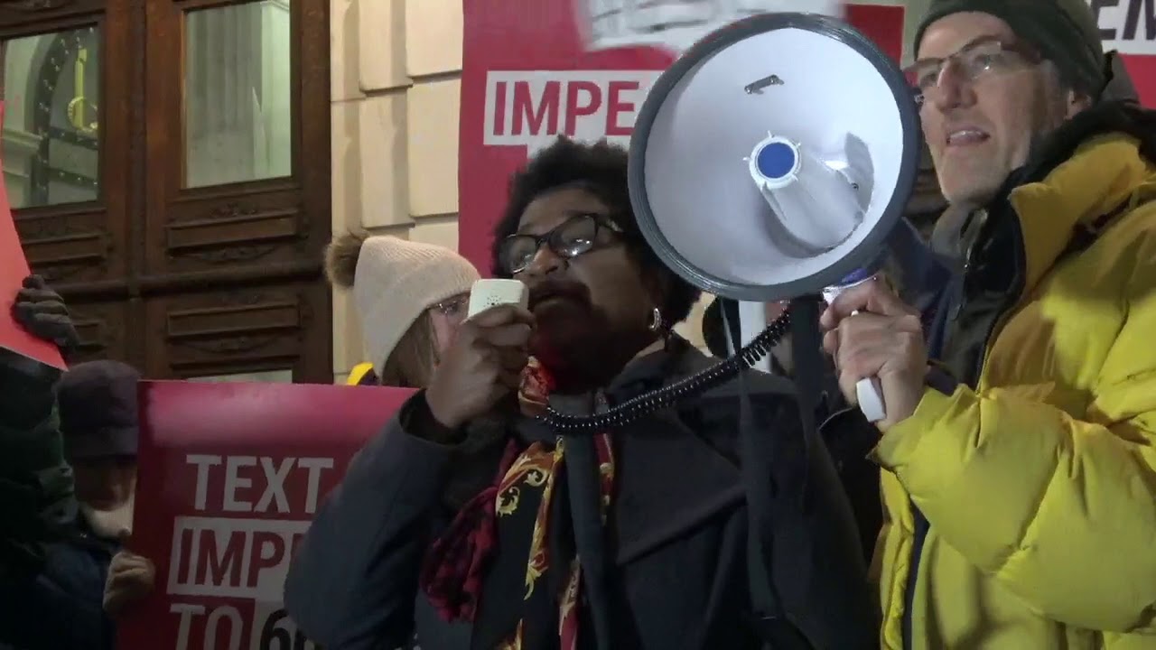 Marcia Ranglin-Vassell speaking at the “Nobody Is Above the Law” Rally to Impeach Trump