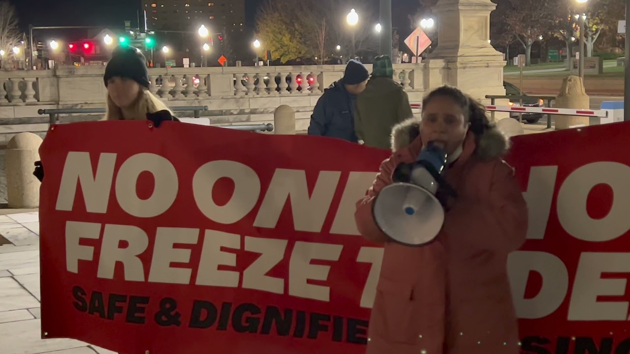 Senator Cynthia Mendes rallies outside RI State House: Monica Huertas
