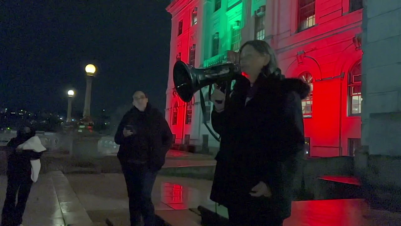 Christmas Tree Lighting 03  Mendes Protest -