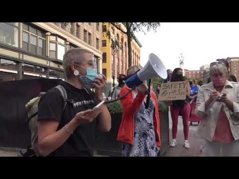 Antonio Lara Sanchez from the PVD Teachers Union outside the RI Dept of Education