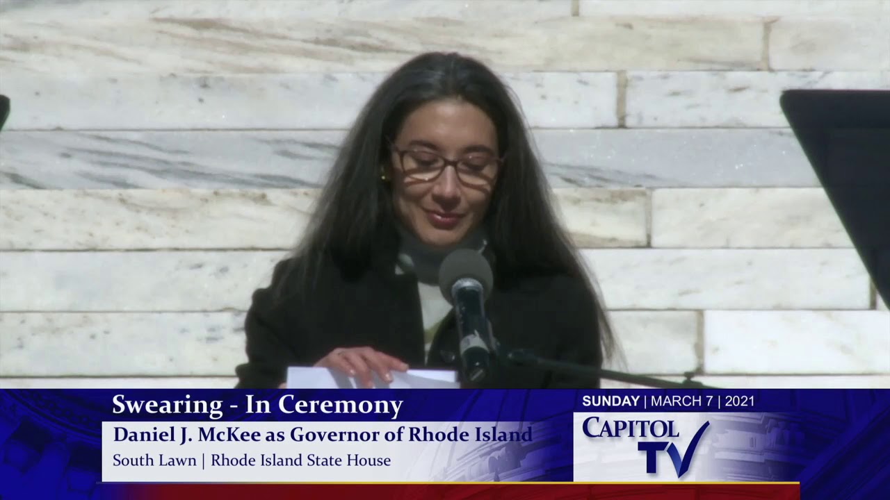 Poet Laureate Tina Cane Reads "Sunshine of Your Love" as Daniel McKee Is Inaugurated as RI Governor