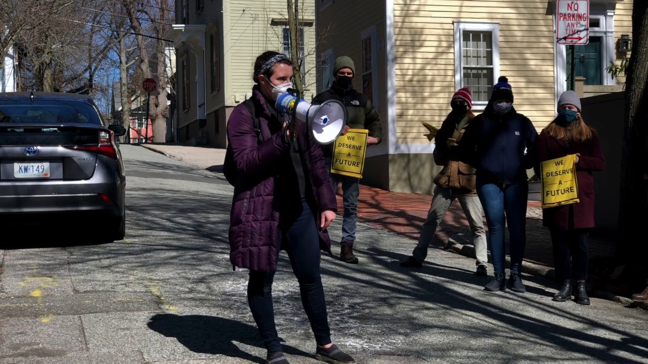 Climate Activists March From RI Rep. Blazejewski's House to Michael Van Leesten Pedestrian Bridge