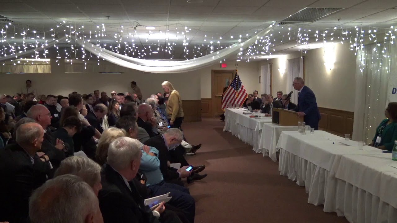 Representative Moira Walsh introduces amendment to proposed bylaws at RI Democratic Party meeting