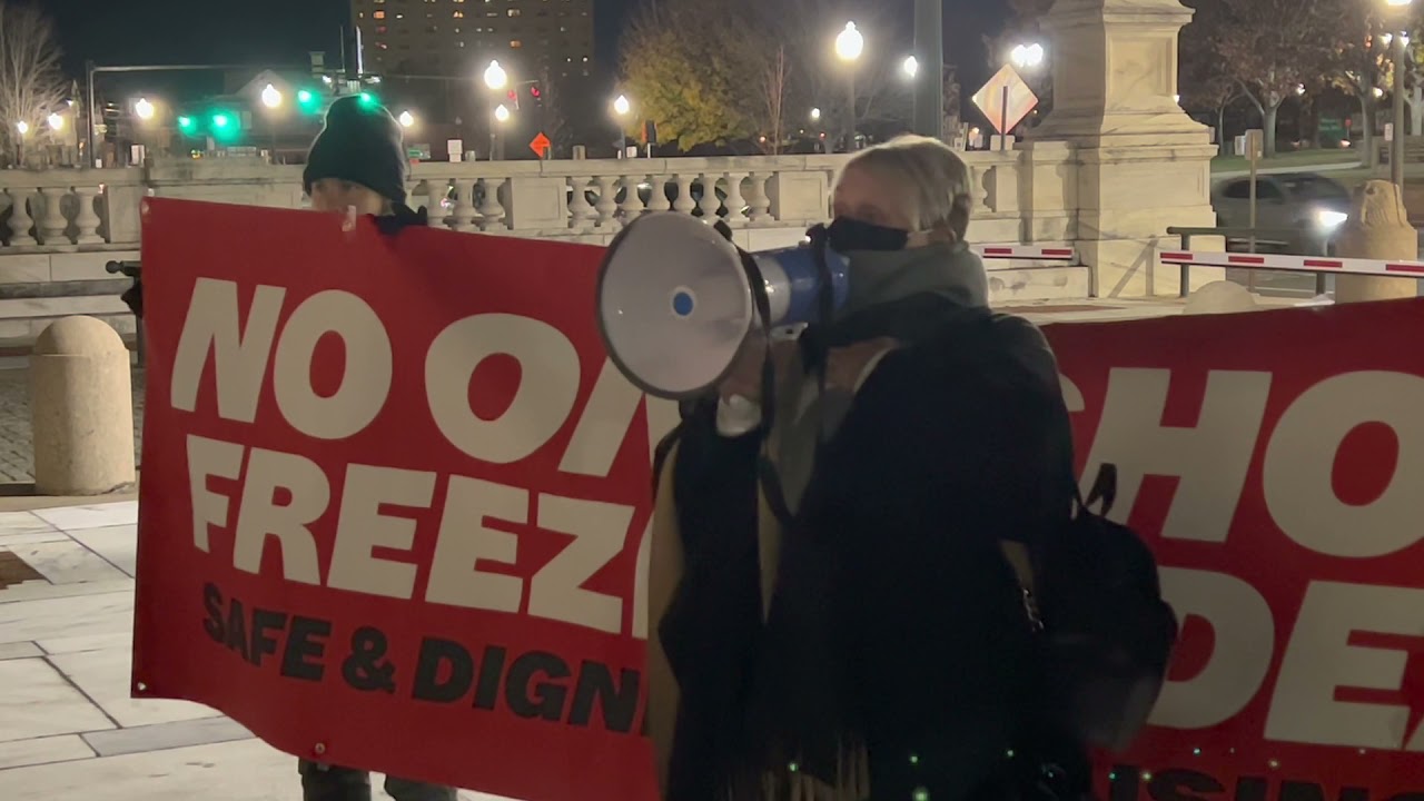 Senator Cynthia Mendes rallies outside RI State House: Paula, from Better Lives Rhode Island