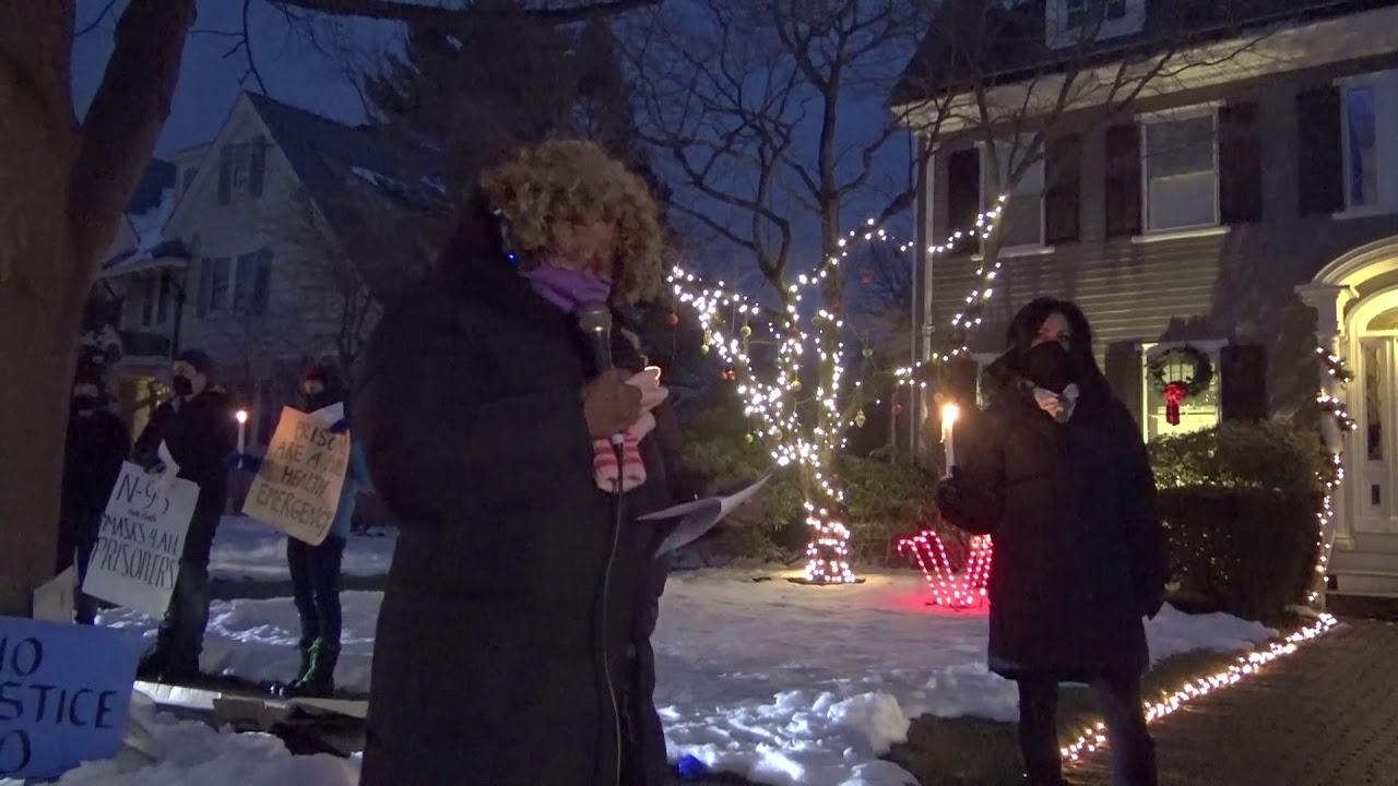 Decarcerate NOW Reads Demands for RI Governor Raimondo Outside Her House