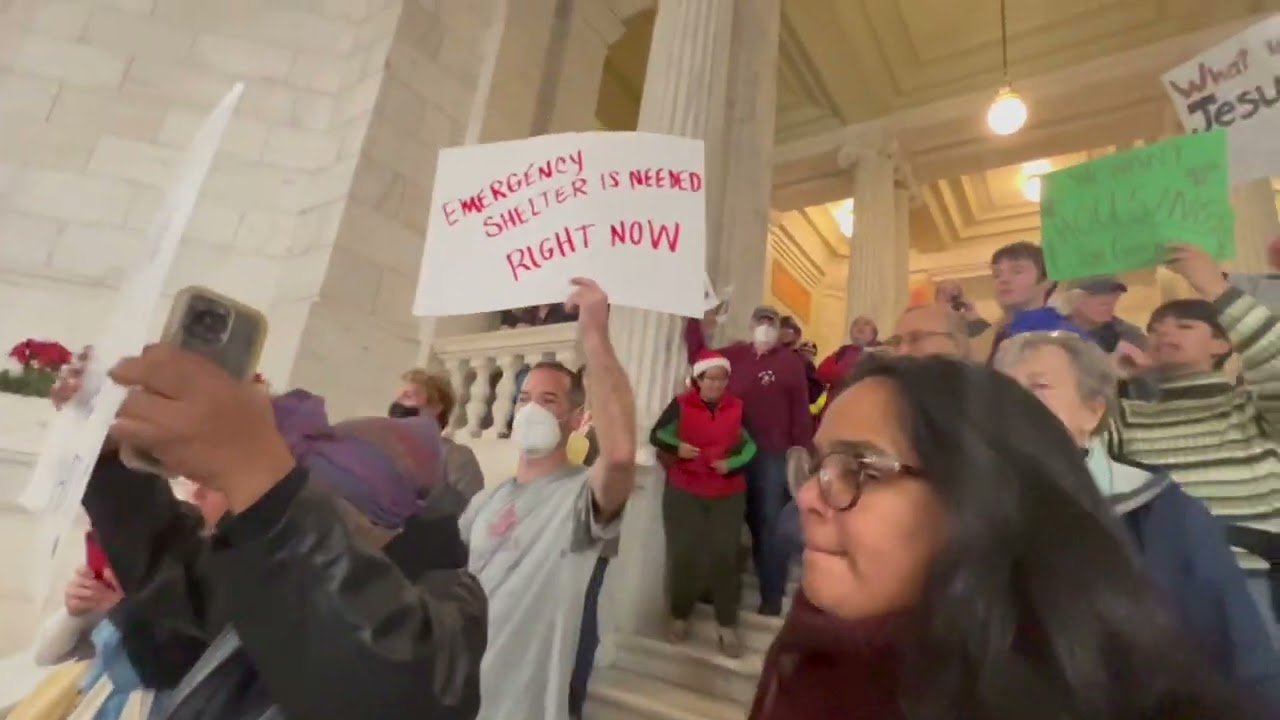 For the second time Governor McKee's Christmas Tree Lighting disrupted by protests over homelessness