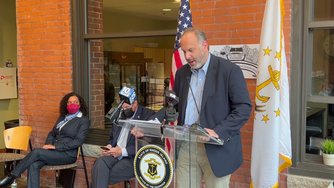 Stefan Pryor of Commerce RI at Governor McKee's homelessness relief announcement