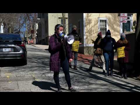 Climate Activists March From RI Rep. Blazejewski's House to Michael Van Leesten Pedestrian Bridge