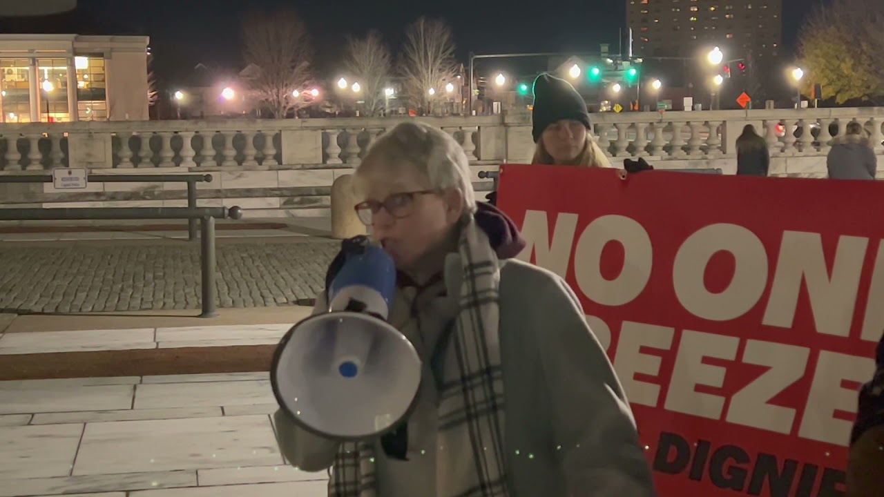 Senator Cynthia Mendes rallies outside RI State House: Barbara Freitas