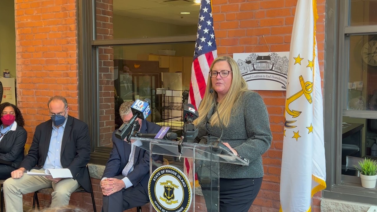 Jennifer Barrera of the RI Coalition to End Homelessness introduces Governor Daniel McKee