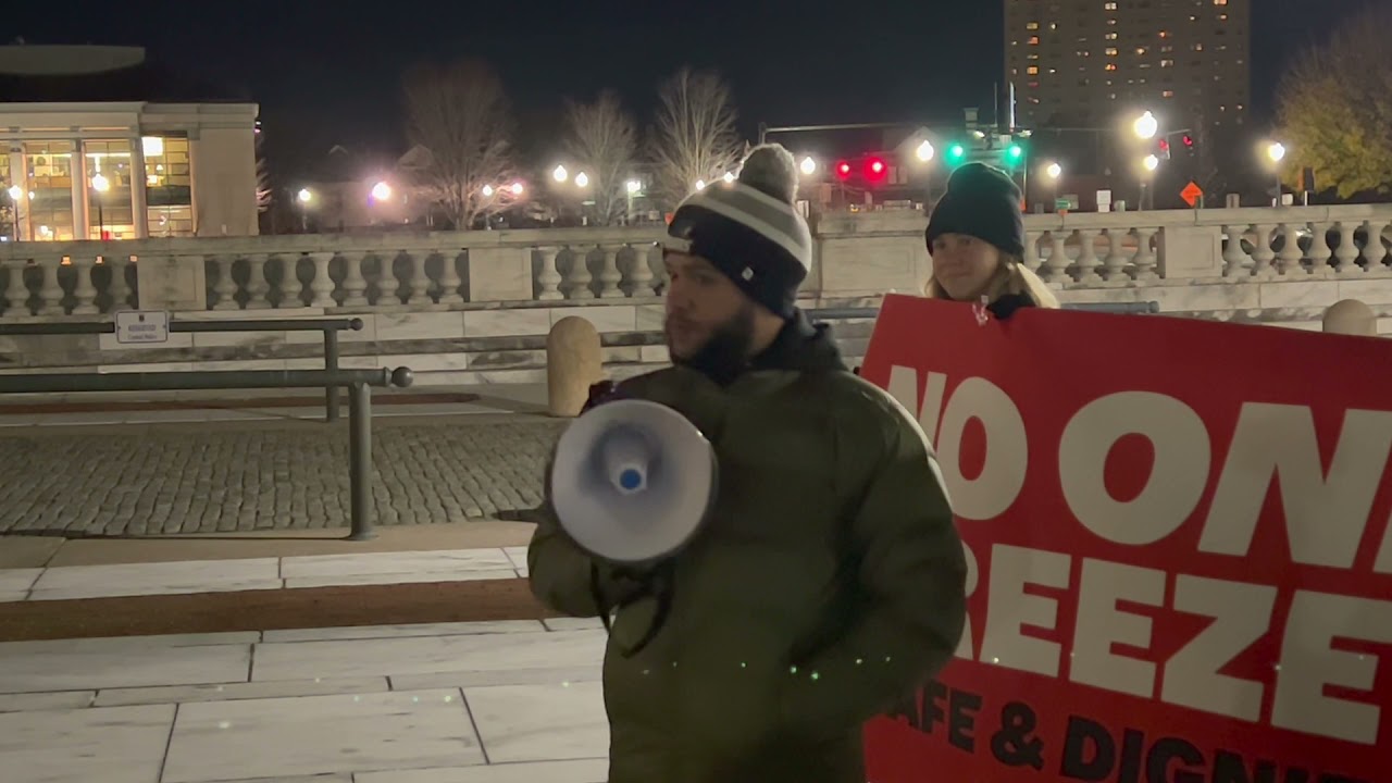 Senator Cynthia Mendes rallies outside RI State House: Harrison Tuttle