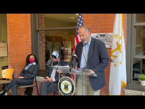 Stefan Pryor of Commerce RI at Governor McKee's homelessness relief announcement