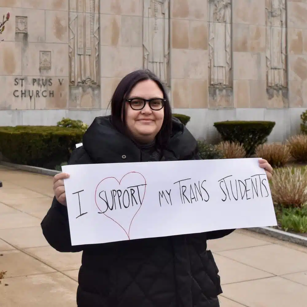 Transgender advocates protest ‘transphobic lecture’ at St Pius V Church in Providence