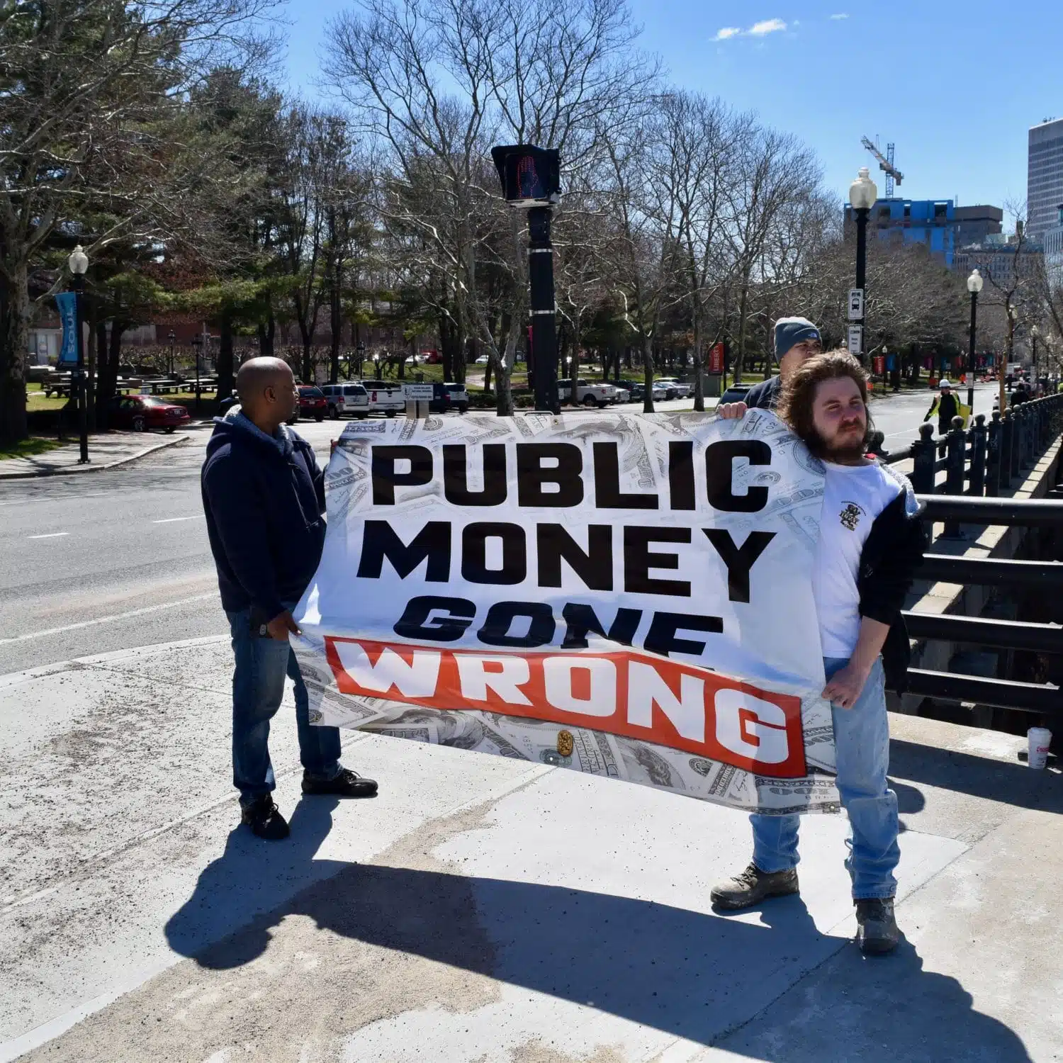 Labor organizations rally against wage theft and employee misclassification Station Row project in Providence