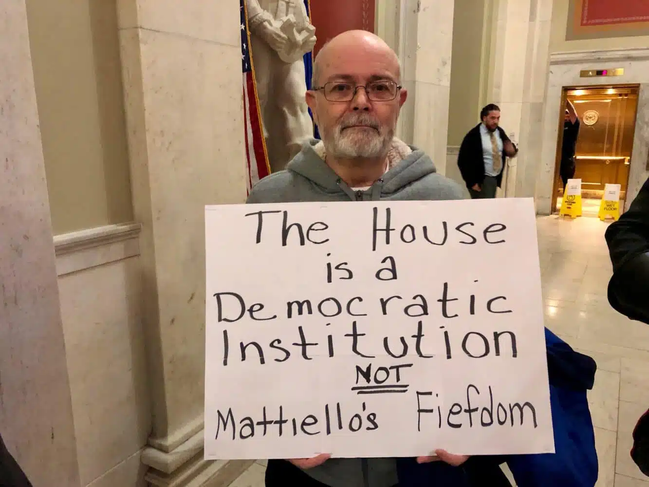 Protesters rock the House during Mattiello’s ascendancy to Speaker