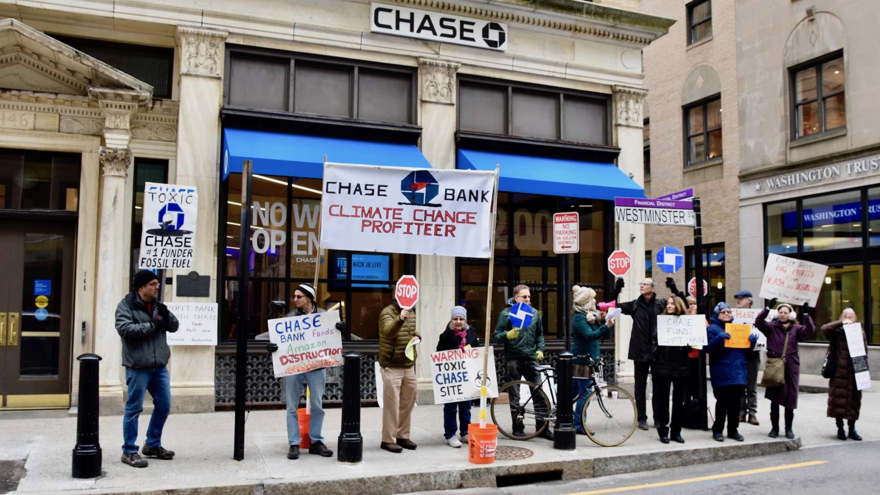 Climate Action RI shuts down Chase Bank ribbon cutting
