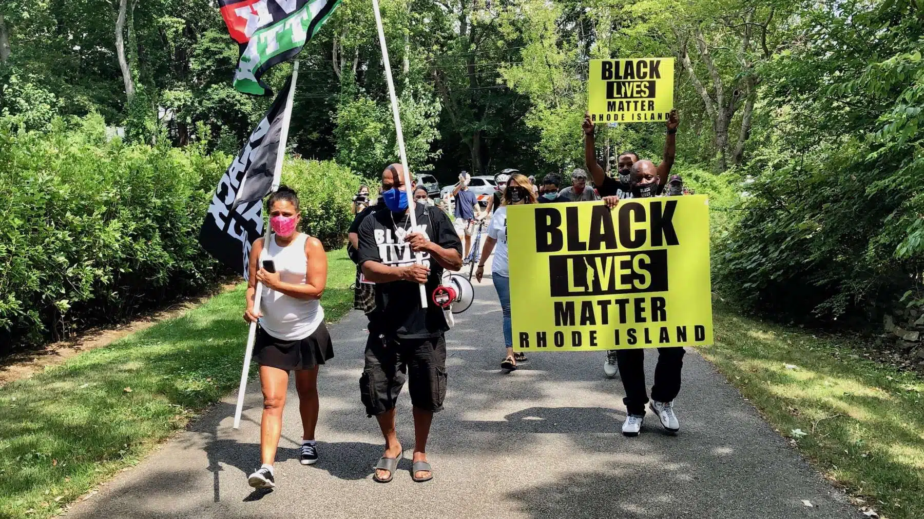 Black Lives Matter RI protests outside the home of Richard Gordon in Barrington