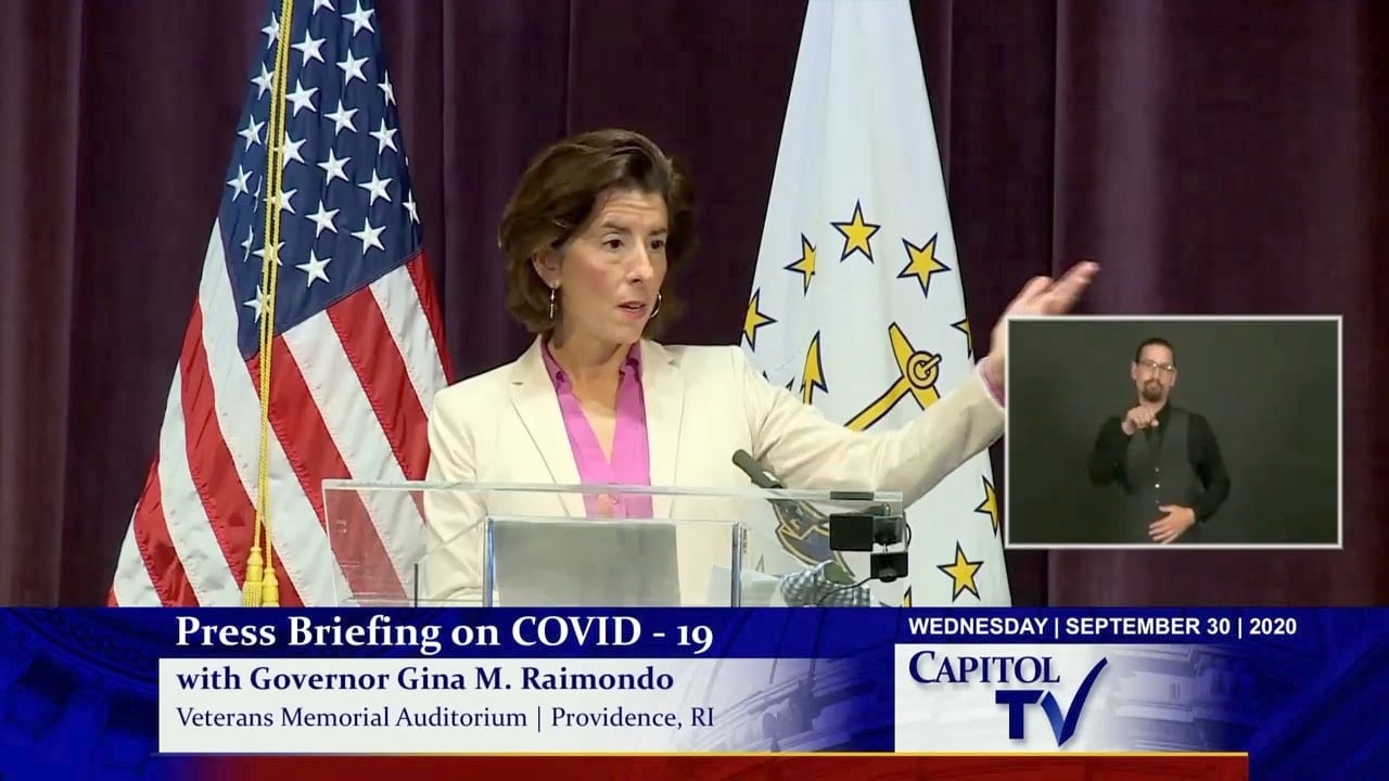 Raimondo faces questions about police mask wearing and use of force