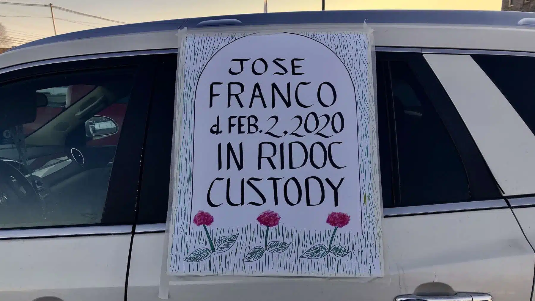 A car rally in memory of Jose Franco, who died in RIDOC custody