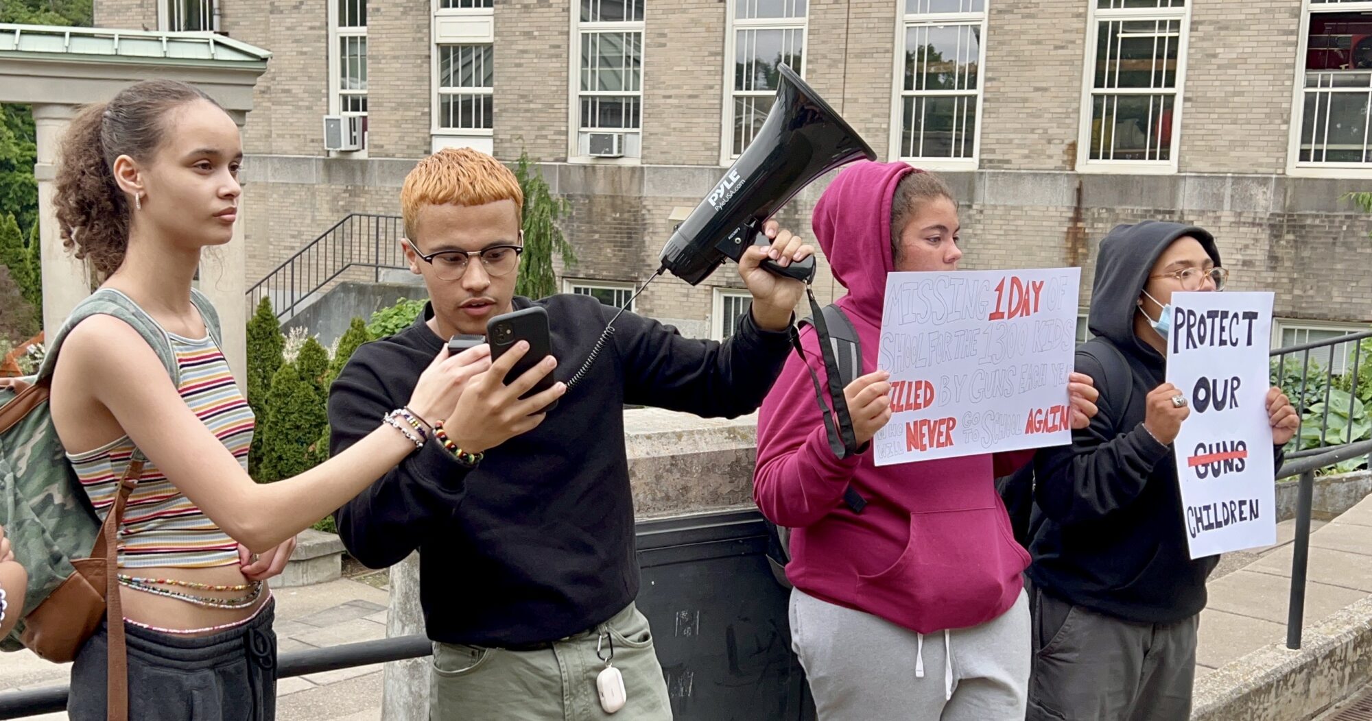 Pawtucket High School students walk out to protest legislative inaction on guns and abortion rights
