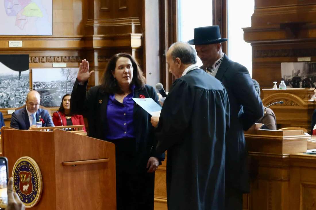Providence City Councilmember Rachel Miller sworn in as Providence City Council President. She is the first member of the LGBTQ community to hold the position in the city's history.